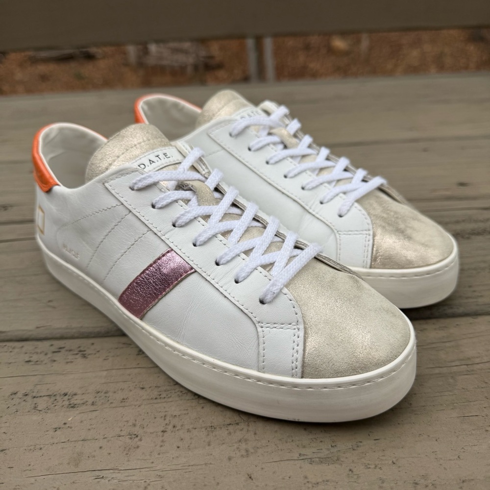 D.A.T.E. Hill Low sneakers in white calf leather shoes size 7 - Picture 4 of 16